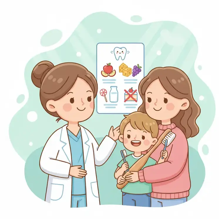 歯を大切にする親子のイラスト