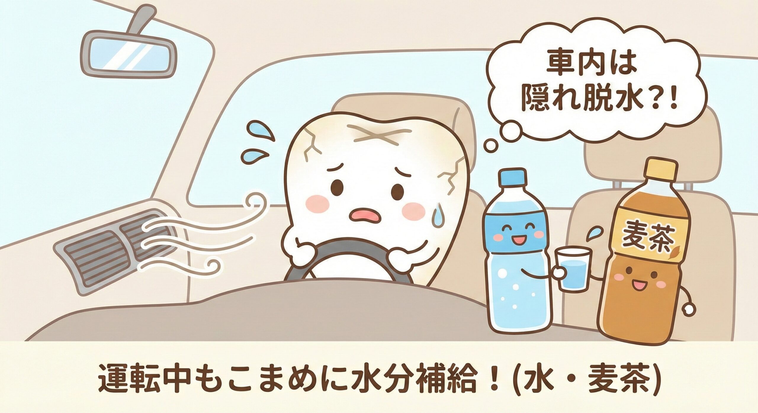 車内での乾燥と水分補給