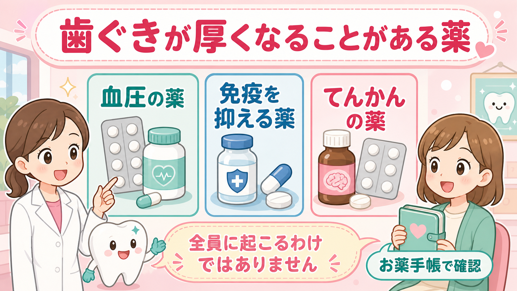 歯ぐきが厚くなることがある薬の代表グループ