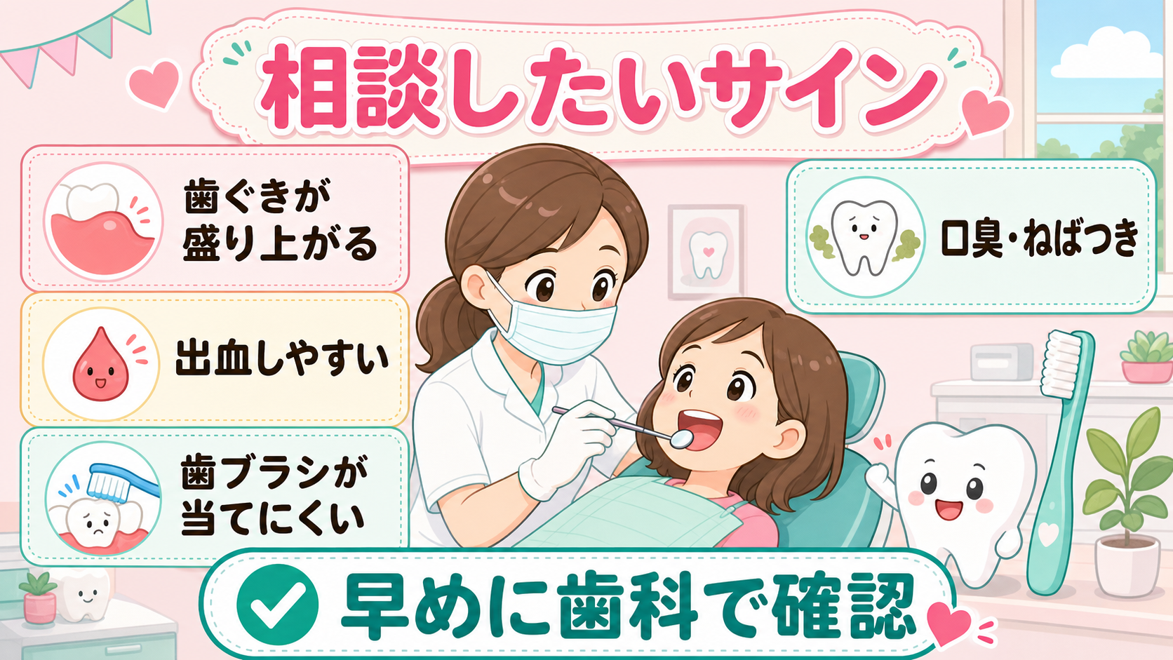 歯ぐきの盛り上がり・出血・口臭など相談したいサイン
