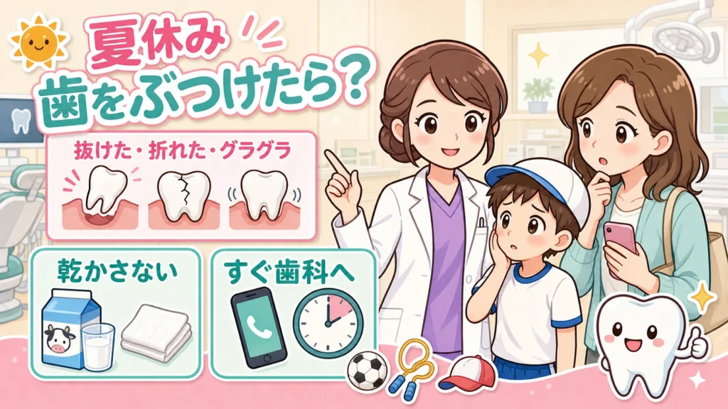 夏休みの外遊びで子どもが歯をぶつけたときの応急処置