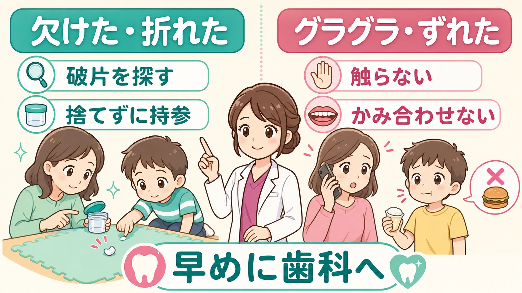 歯が欠けた・折れた・グラグラしたときの対応
