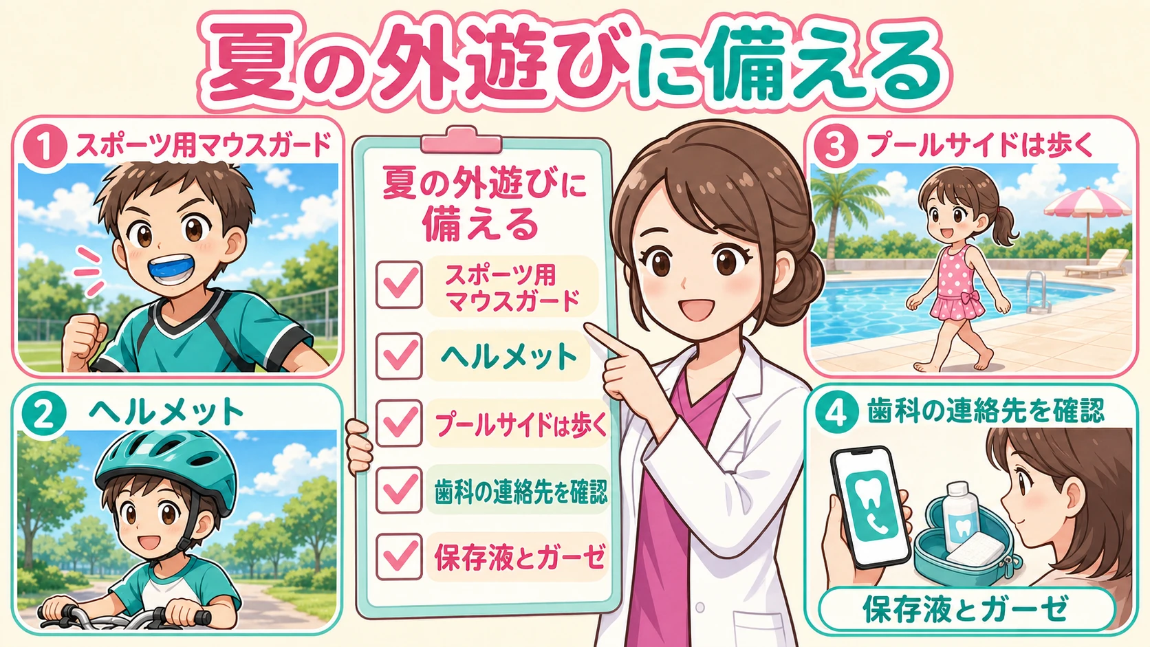 夏の外遊びで歯のけがを減らすための準備